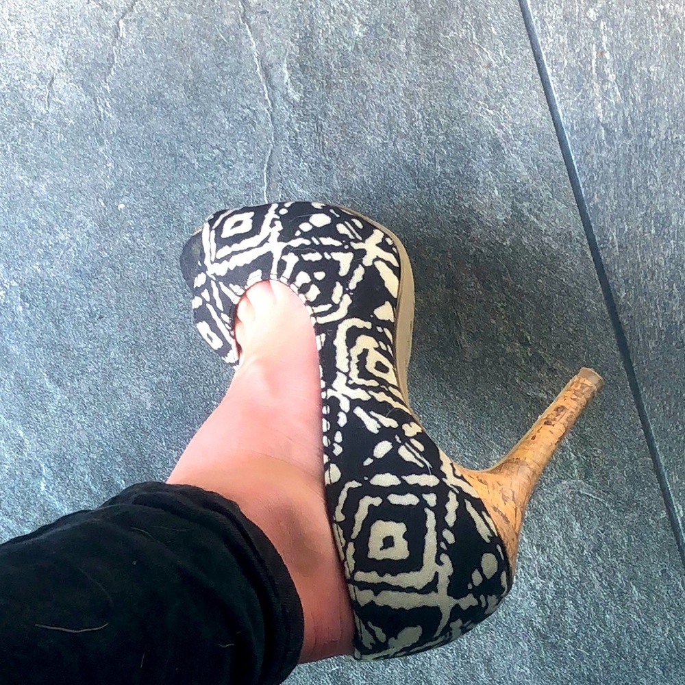 Black and white heels